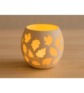 3D Baskı Yaprak Desenli Tealight Mumluk Sonbahar Yaprakları Kabartmalı Dekoratif Şamdan Masa Süsü