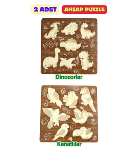 Çocuk Puzzle (Yapboz) Birinci Sınıf Ahşap 2 Parça Eğitici Öğretici Eğlenceli Set