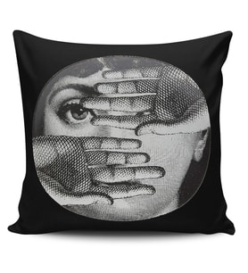 Alkanhomes  Fornasetti Figürlü Dijital Baskılı Dekoratif Modern Kırlent Kılıfı