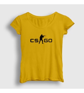 Presmono Kadın Sarı Logo V2 Oyun Counter Strike Cs Go T-Shirt 325293tt (Sarı)