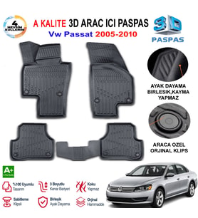 Vw Passat 3D Paspas Havuzlu Pro 2005-2010 Arası