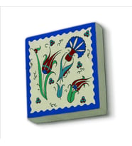 İznik Çini Lale ve Karanfil Baskılı Doğaltaş  Magnet(KD-035)Buzdolabı Süsü