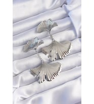 Pirinç Gümüş Renk Tırtıklı Yaprak Model Sallantılı Küpe 5886 - HPSBYI7970-3144
