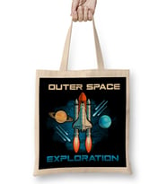 Outer Space Exploration Rocket Astronaut Bez Çanta Uzun Saplı