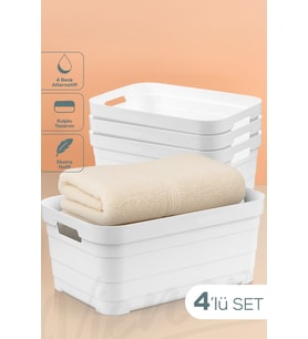 4'lü 10,8 Litre Saklama Kutusu Beyaz