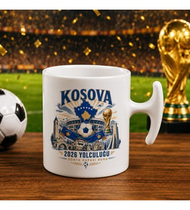 BK Gift Kosova Taraftar Temalı Dünya Futbol Kupası Tasarımlı Hammer Kupa Bardak-1