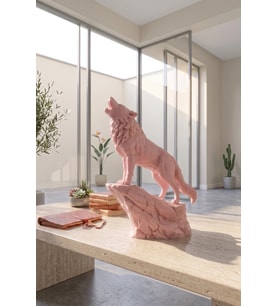 Kişiye Özel Dekoratif Uluyan Kurt Heykeli 3D Baskı Figür - Modern Hayvan Biblosu