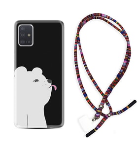 Samsung a71 A72 A73 A7 A9 2018 C7 C9 Kılıf Boyun Asklı Rasta Silikon Panda Sevimli 1738