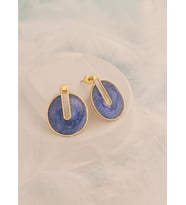 925 AYAR GÜMÜŞ MİNELİ SİMLİ YUVARLAK KÜPE (Gold)