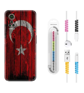 General Mobile GM 21 Pro GM 22 Pro Plus Kılıf Kablo Koruma Spiral Silikon Şanlı Türk Bayrağı 2 1317