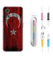 General Mobile GM 21 Pro GM 22 Pro Plus Kılıf Kablo Koruma Spiral Silikon Şanlı Türk Bayrağı 2 1317