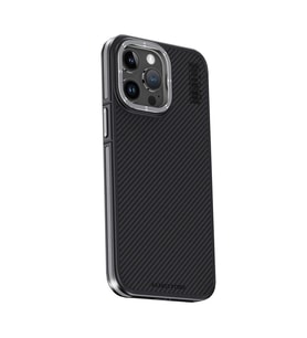 Pilelistore   iPhone 15 Pro Kılıf Aramid 600D Kevlar Karbon Fiber Magsafe Kapak - Gri