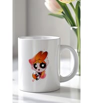 Powerpuff Girls Tasarımlı 330ml Baskılı Beyaz Seramik Kupa Bardak