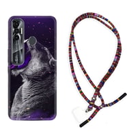 Tecno Spark 6 6 Go 8C 8 Pro 7 7 Pro Kılıf Boyun Asklı Rasta Silikon Purple Leopar 1750