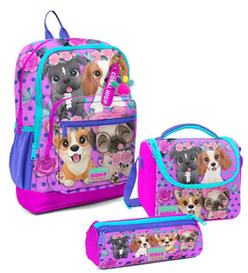 Coral High Kız Çocuk Üçlü İlkokul Okul Çanta Seti - Pembe Köpek