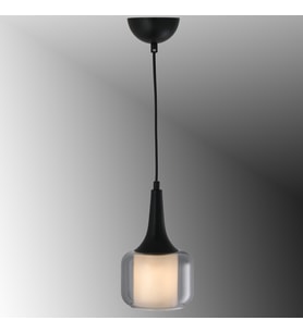 TT603-1-FULLSY TT Aydınlatma Mat Siyah Tekli Silindir Çift Camlı Avize