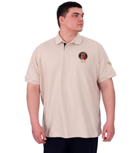 Mode XL Büyük Beden Erkek T-Shirt Pike Polo Yaka U25306 Bej