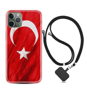 Apple iPhone 11 12 13 14 Pro Max Kılıf Boyun Askılı Silikon Şanlı Türk Bayrağı 4 1401