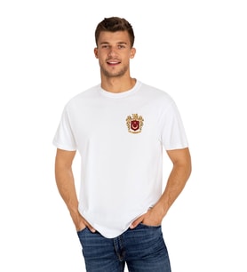 Türk Bayrağı Logolu Erkek Oversize Tişört (Beyaz)