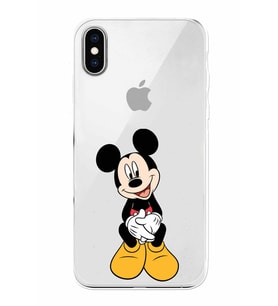 Apple iPhone XS Uyumlu Kamera Korumalı Tıpalı Kapak Mickey Mouse TasarımlıŞeffaf Kılıf