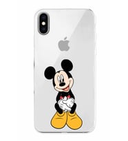 Apple iPhone XS Uyumlu Kamera Korumalı Tıpalı Kapak Mickey Mouse TasarımlıŞeffaf Kılıf