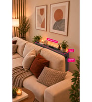 1. Sınıf Antrasit MDF AuraTech LED’li Koltuk Arkası Dresuar Prizli Şarjlı Raf Konsol 100x80x12