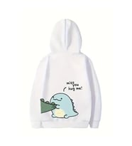 Sevgililer Günü Baskılı Oversize Kapüşonlu Sweatshirt Hoodie - Beyaz