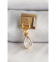 316L Çelik Gold Renk Sallantı Damla Zirkon Taşlı Nomination Charm 5886