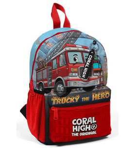 Coral High Minik Yuva Sırt Çantası Kırmızı Mavi İtfafiye Desenli İki Bölmeli 33263