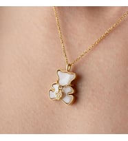 925 Ayar Gold Sedefli Ayıcık Gümüş Kolye