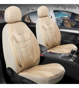 Hyundai Accent Yumurta Kasa Uyumlu Lüx Deri Detaylı Oto Koltuk Kılıfı Ön Arka Takım Vista Serisi BEJ