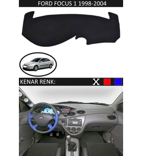 Ford Focus 1 1998-2004 Için Uygun Torpido Koruma Halısı Siyah Kenar Renk Siyah