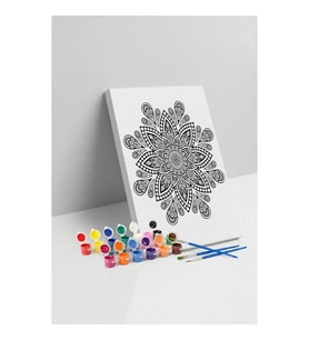 Detaylı Çiçek Mandala Tuval Boyama Seti 40x50 cm