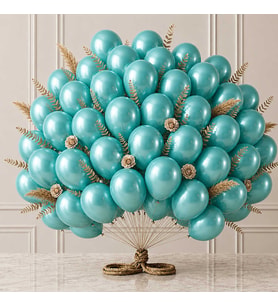 Turkuaz Renk Lateks Metalik Balon (30 cm) - 50 Adet
