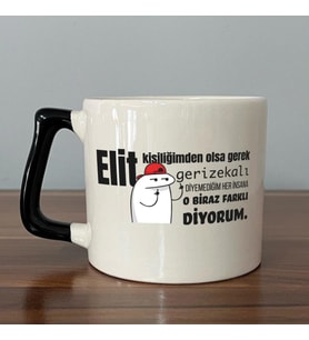 Elit Kişiliğimden Olsa Gerek Baskılı Siyah Kulplu D Kupa