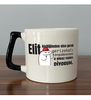 Elit Kişiliğimden Olsa Gerek Baskılı Siyah Kulplu D Kupa