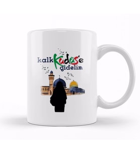 Kalk Kudüs'e Gidelim Yazılı Kupa Bardak Porselen