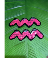 11X4 CM 2 ADET ÜTÜ İLE YAPIŞAN PEMBE PAYETLİ ARMA SET