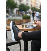 Enoch Hakiki Deri Lazer Kesim Detaylı Günlük Erkek Sneaker Comfort Taban