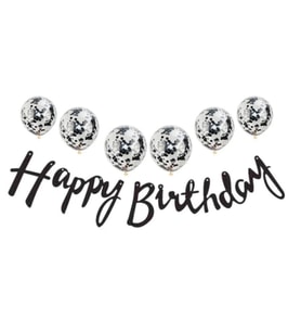 Metalize Happy Birthday Siyah Banner Set