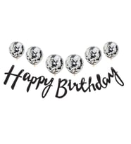 Metalize Happy Birthday Siyah Banner Set