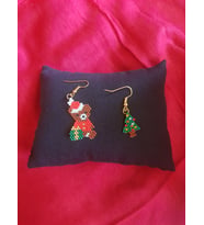 Miyuki Boncuk El Yapımı Sevimli Ayıcık Ve Minik Çam Ağacı Küpe Yılbaşı Christmas Noel