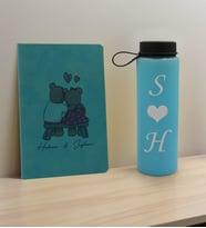 BK Gift Sevgiliye Özel İsimli Turkuaz Defter ve Cam Matara Hediye Seti-3, Sevgiliye Hediye, Sevgililer Günü, Yeni İş Hediyesi