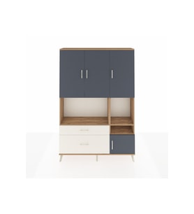 Arges Dolap 7 Raflı 2 Çekmeceli 4 Kapaklı 132x30x195 Çam-Antrasit/Aytaşı