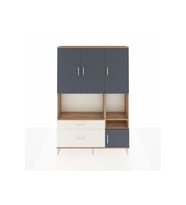 Arges Dolap 7 Raflı 2 Çekmeceli 4 Kapaklı 132x30x195 Çam-Antrasit/Aytaşı