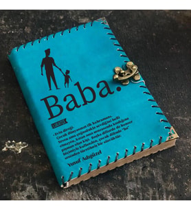Lügatçe Baba İsme Özel Deri Defter (Turuncu)
