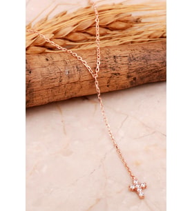 Haç Mini Rose Gümüş Kolye 7994