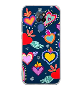 PrintiFy General Mobile GM 20 ile Uyumlu 1mm Slim Fit Retro Renkler 3 Baskılı Şeffaf  Kılıf
