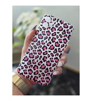 Iphone 11 Uyumlu Pembe Leopar Baskılı Şeffaf Telefon Kılıfı
