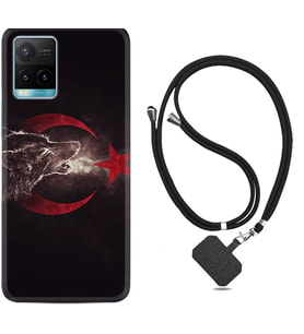 Vivo Y11S Y21S Y20 Y20S Y70 Kılıf Boyun Askılı Silikon Kurt ve Ay Yıldız 1403